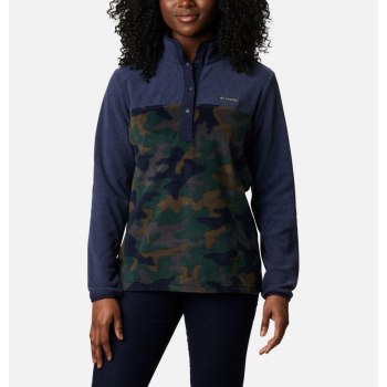 Columbia Benton Springs Printed Half Snap Fleece, Pullover Azul Marino Camuflados Para Mujer | 98174